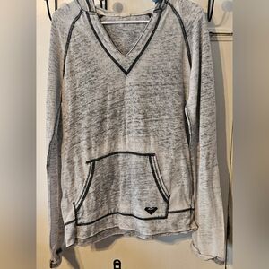 Roxy Gray V-Neck Sweater with Relaxed Fit